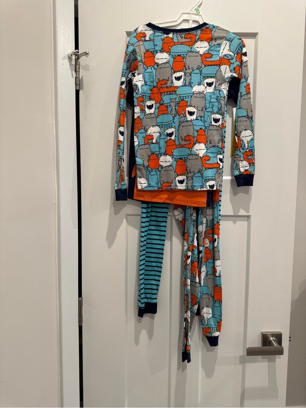 Carter's Blue, Orange & White Monster Print 2-Piece Pajama Set